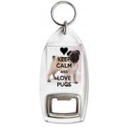 Keep Calm and Love Pugs - Bottle Opener Keyring