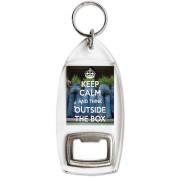 Keep Calm and think Outside the Box - Bottle Opener Keyring