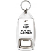 Keep Calm and Play the Harmonica - Bottle Opener Keyring
