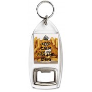 Keep Calm and Love Fish and Chips - Bottle Opener Keyring