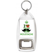 Keep Calm and Love Moustache - Bottle Opener Keyring