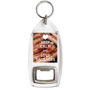 Keep Calm and Love Sausages - Bottle Opener Keyring