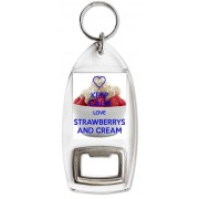 Keep Calm Love Strawberrys and Cream - Bottle Opener Keyring