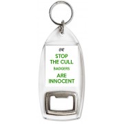 Stop the Cull Badgers are Innocent - Bottle Opener Keyring