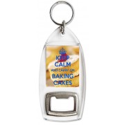 Keep Calm and Carry On Baking Cakes - Bottle Opener Keyring