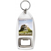 Keep Calm and Love Holy Island - Bottle Opener Keyring