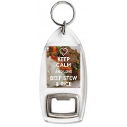 Keep Calm and Love Beef Stew & Rice - Bottle Opener Keyring