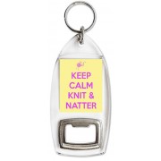 Keep Calm Knit & Natter - Bottle Opener Keyring