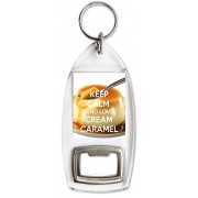 Keep Calm and Love Cream Caramel - Bottle Opener Keyring