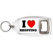 I Love (heart) Shopping - Bottle Opener Keyring