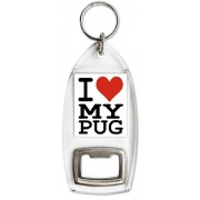 I love (heart) My Pug - Bottle Opener Keyring