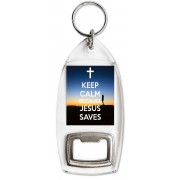 Keep Calm because Jesus Saves - Bottle Opener Keyring