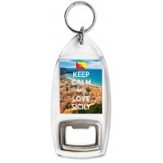Keep Calm and Love Sicily - Bottle Opener Keyring