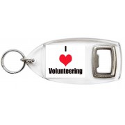 I Love (heart) Volunteering - Bottle Opener Keyring