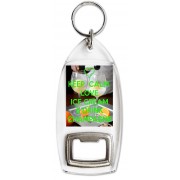 Keep Calm Love Ice Cream & Drink Champagne - Bottle Opener Keyring