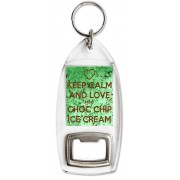 Keep Calm and Love Mint Choc Chip Ice Cream - Bottle Opener Keyring