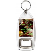 Keep Calm Love Mince Pies and Mulled Wine - Bottle Opener Keyring