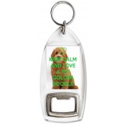 Keep Calm and Love a Toy Golden Doodle - Bottle Opener Keyring