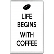 Life Begins with Coffee - Jumbo Fridge Magnet