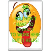 You Don't have to be Crazy to Work Here But It Helps! - Jumbo Fridge Magnet