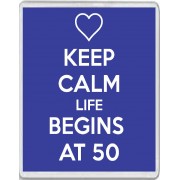 Keep Calm Life Begins at 50 - Jumbo Fridge Magnet