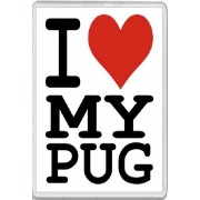 I Love (heart) My Pug - Jumbo Fridge Magnet