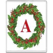 Christmas Holly wreath with a Red letter A