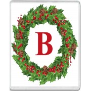 Christmas Holly wreath with a Red letter B