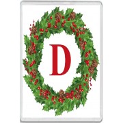 Christmas Holly wreath with a Red letter D