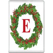 Christmas Holly wreath with a Red letter E