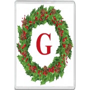 Christmas Holly wreath with a Red letter G