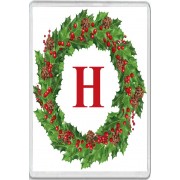 Christmas Holly wreath with a Red letter H
