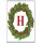 Christmas Holly wreath with a Red letter H