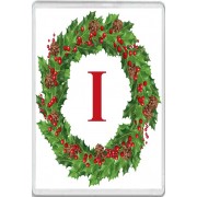 Christmas Holly wreath with a Red letter I