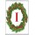Christmas Holly wreath with a Red letter I
