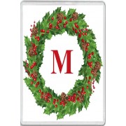 Christmas Holly wreath with a Red letter M