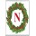 Christmas Holly wreath with a Red letter N