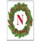 Christmas Holly wreath with a Red letter N
