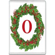 Christmas Holly wreath with a Red letter O