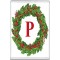 Christmas Holly wreath with a Red letter P
