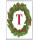 Christmas Holly wreath with a Red letter T