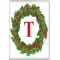 Christmas Holly wreath with a Red letter T