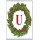 Christmas Holly wreath with a Red letter U