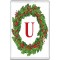 Christmas Holly wreath with a Red letter U