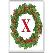Christmas Holly wreath with a Red letter X