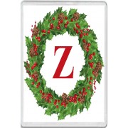 Christmas Holly wreath with a Red letter Z