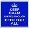 Keep Calm There's Enough Beer for All - Large Coaster