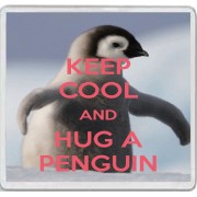 Keep Cool and Hug a Penguin - Large Coaster