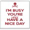I'm Busy You're Ugly Have a Nice Day - Large Coaster