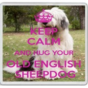 Keep Calm and Hug Your Old English Sheepdog - Large Coaster